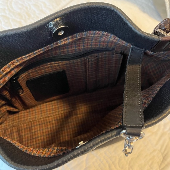 Brighton Vintage Black & Brown Pebbled Leather Women's Shoulder Bag and scarf - Picture 8 of 10